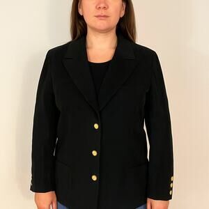 Abe Schrader Black Blazer Size L Gold Button Classic Women’s Jacket